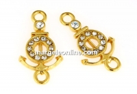 Link, helm and anchor, crystals, gold-plated 925 silver, 20mm - x1