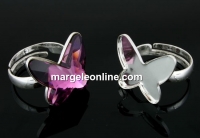 Ring base, adjustable, 925 silver, butterfly cabochon 18mm - x1