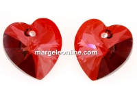 Swarovski, heart pendant, red magma, 14mm - x2