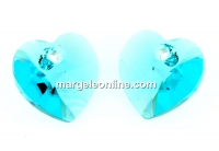 Swarovski, heart pendant, light turquoise, 10mm - x2