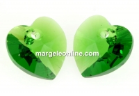 Swarovski, heart pendant, fern green, 10mm - x2