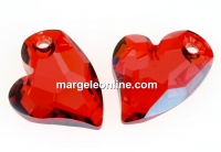 Swarovski, pendant, heart, Devoted 2 U, red magma, 17mm - x1