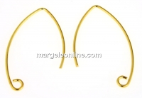 Earring findings, gold-plated 925 silver, 28.5mm - x1pair