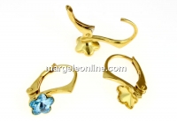 Earring findings, gold-plated 925 silver, rivoli flower 6mm - x1pair