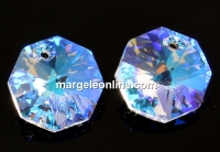 Swarovski, octagon pendant, blue aurora borealis, 8mm - x2