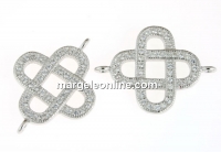 Link, celtic knot, rhodium-plated 925 silver, 21x15.5mm - x1