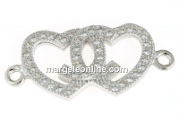 Link, hearts, rhodium-plated 925 silver, 24.5x10.5mm - x1