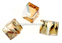 Swarovski, cube cabochon, golden shadow comet argent, 6mm - x1