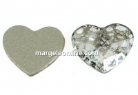 Swarovski, heart cabochon, silver patina, 10mm - x1