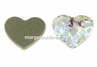 Swarovski, heart cabochon, white patina, 14mm - x1