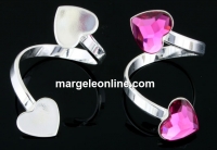 Ring base, 925 silver, 2 hearts, 10mm - x1