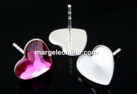 Earring findings, 925 silver, bar, heart, cabochon 10mm - x1pair