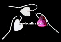 Earring findings, 925 silver, heart, cabochon 10mm - x1pair