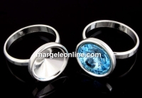 Ring base, 925 silver, rivoli 12mm, inside 19.3mm  - x1