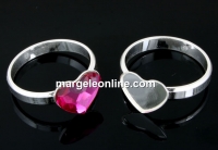 Ring base, 925 silver, heart, cabochon 10mm, inside 18.6mm - x1