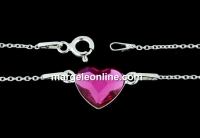 Link, heart, +chain, 925 silver, cabochon 10mm - x1