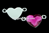 Link, base, 925 silver, heart, cabochon 10mm - x1