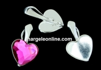 Pendant base, 925 silver, heart, cabochon 10mm - x1