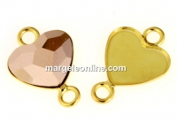 Link, base, gold-plated 925 silver, heart, cabochon 10mm - x1