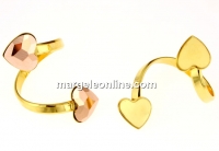 Ring base, gold-plated 925 silver, 2 hearts, 10mm - x1