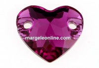 Swarovski, heart link, fuchsia F, 12mm - x1