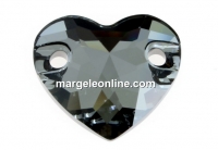 Swarovski, heart link, silver night F, 12mm - x1