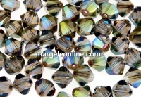 Swarovski, bicone bead, iridescent green, 6mm - x10