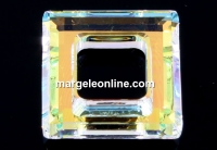 Swarovski, square ring pendant, aurora borealis, 14mm - x1