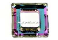 Swarovski, square ring pendant, vitrail light, 14mm - x1