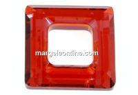 Swarovski, square ring pendant, red magma, 14mm - x1