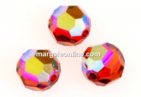 Swarovski, faceted round bead, indian red aurora borealis, 8mm - x2