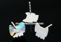 Earring findings, 925 silver, bar, ribbon, cabochon  9mm - x1pair