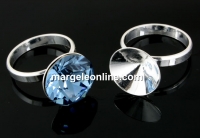 Ring base, 925 silver, chaton 13mm, inside 16.3mm - x1