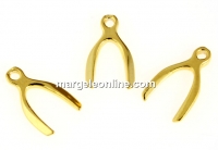 Pendant, wishbone lucky charm, argint pl. gold,14mm - x1