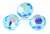 Swarovski, faceted round bead, aquamarine AB, 8mm - x2