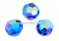 Swarovski, faceted round bead, capri blue AB, 8mm - x2