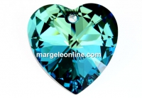 Swarovski, heart pendant, bermuda blue, 28mm - x1