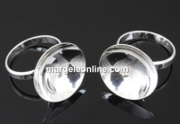 Ring base, 925 silver, crystal setting, cup 20mm, 18mm - x1