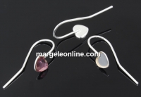 Earring findings, 925 silver, heart, cabochon 6mm- x1pair