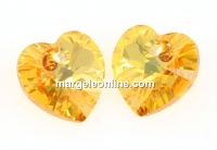 Swarovski, heart pendant, metallic sunshine, 10mm - x2