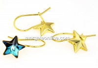 Earring findings, gold-plated 925 silver, for star 10mm - x1pair