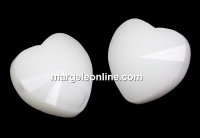 Swarovski, heart bead, white alabaster, 8mm - x2