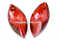 Swarovski, navette pendant, red magma, 30mm - x1