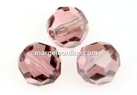 Swarovski, faceted round bead, light rose satin, 10mm - x2