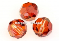 Swarovski, faceted round bead, red magma, 10mm - x2