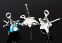 Earring findings, 925 silver, bar, for Swarovski star 10mm - x1pair