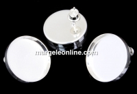 Earring base, 925 silver, cabochon 18mm - x1pair