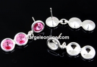 Earring base, 925 silver, 3 rivoli 6mm - x1pair