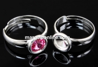 Ring base, 925 silver, rivoli 6mm, adjustable, - x1