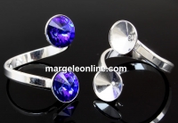 Ring border base, 925 silver, 2 Swarovski rivoli, 8-8mm - x1